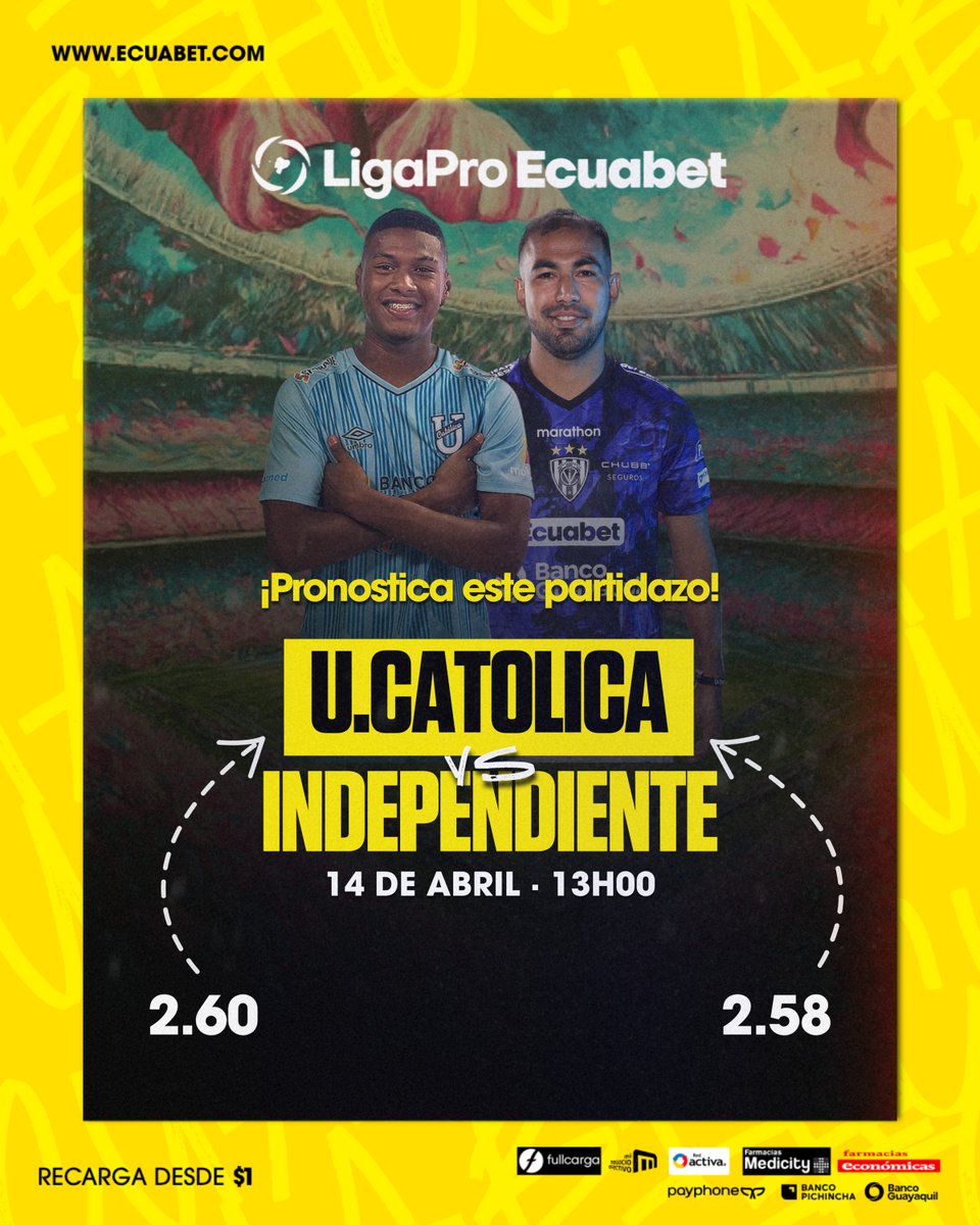 🤩 ¡𝗗𝗢𝗦 𝗗𝗘 𝗟𝗢𝗦 𝗚𝗥𝗔𝗡𝗗𝗘𝗦 𝗙𝗔𝗩𝗢𝗥𝗜𝗧𝗢𝗦! 🤩 🏆 Partidazo en la #LigaProEcuabet. La Chatoleí frente al Matagigantes 💪🏼 Ambos vienen entonados y con ganas de treparse a lo más alto de la etapa 👉🏼 Regístrate y gana en ecuabet.com