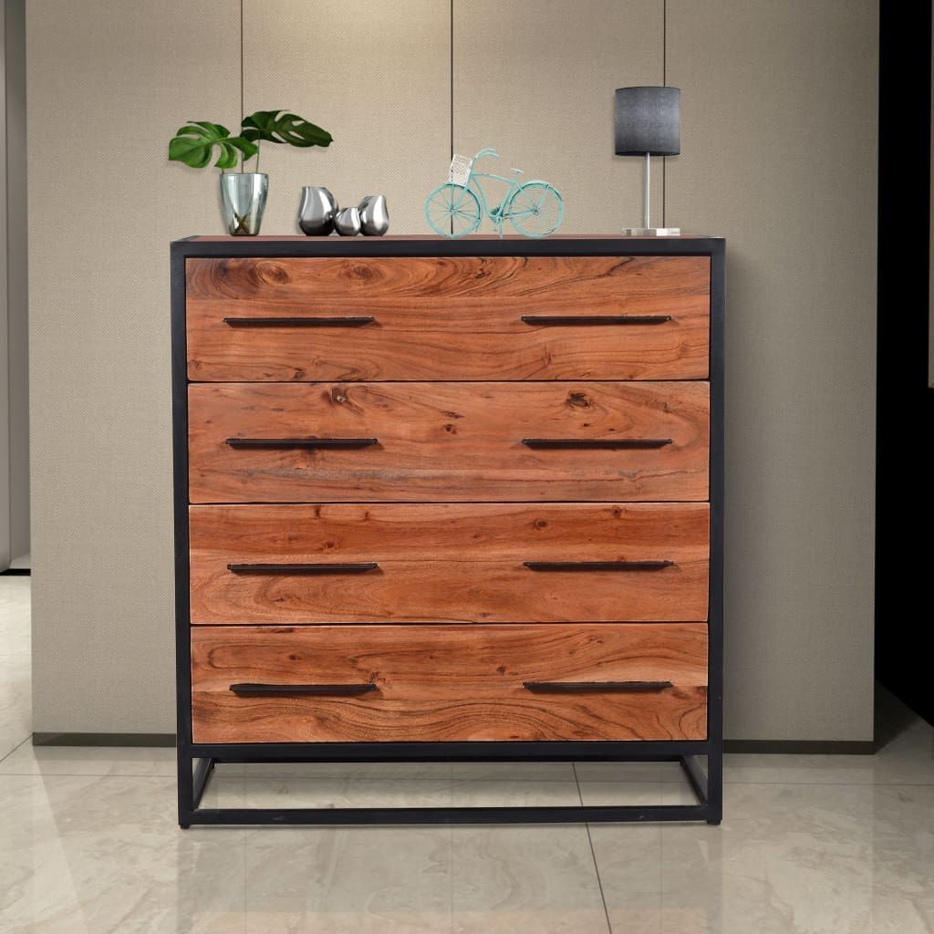 Add this spacious Dresser in your bedroom or dressing room setting to create a clutter free storage space, featuring black powder coated metal and rustic brown acacia wood blend construction that gives it an industrial appeal. Shop Now👉 buff.ly/4aOFMRG . #ModernDecor