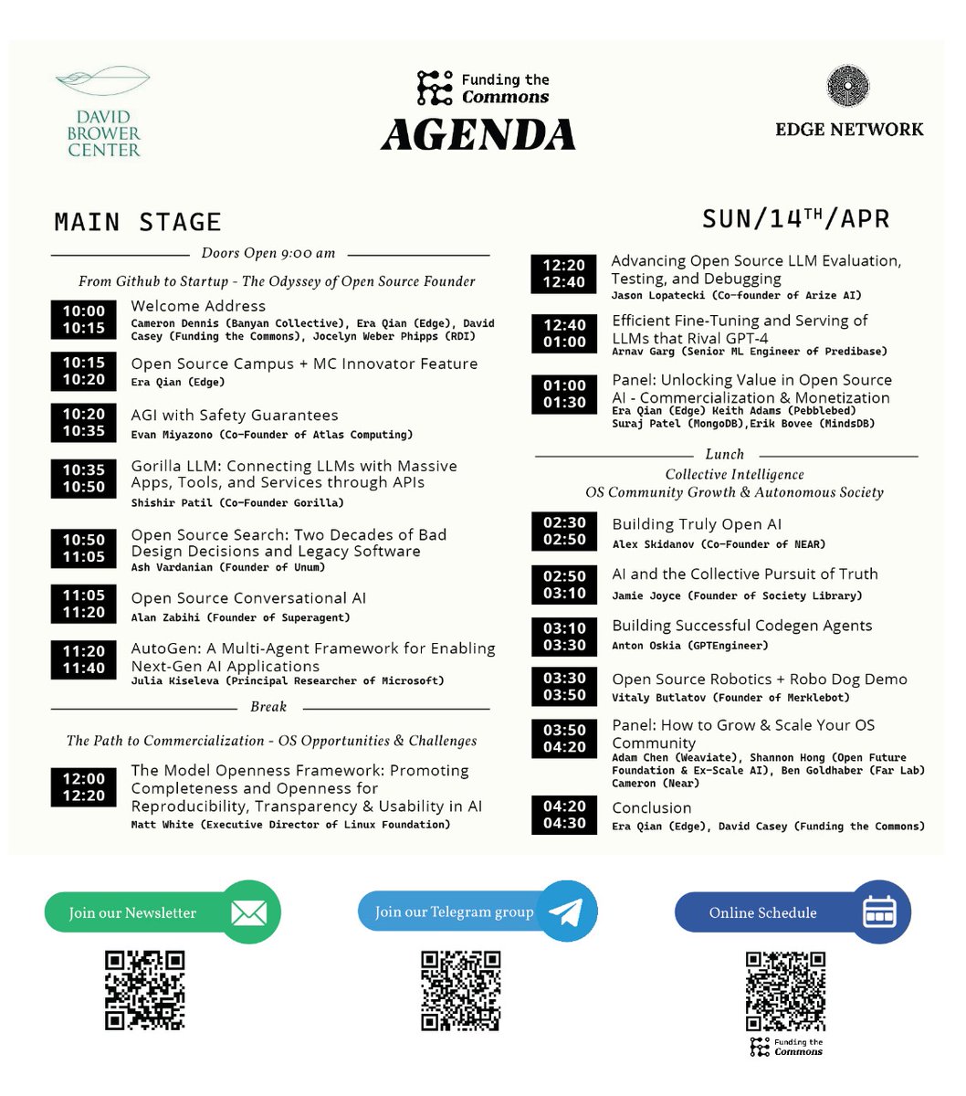 Day 2 of #FtCBerkeley begins! 🌐✨️ What sessions are you most excited about? See agenda for Open Source AI Day below. 👇