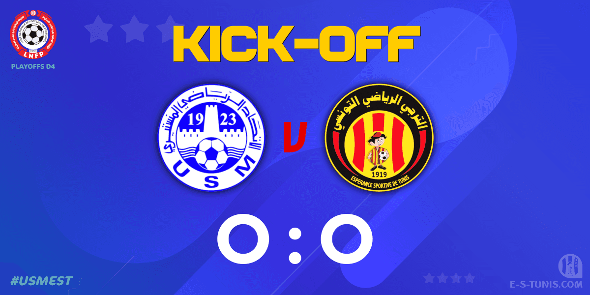 ⏱ 01' | #Ligue1Tn🇹🇳 PlayOffs D4 #USMEST | #USMonastir 0⃣-0⃣ @ESTuniscom : The match kicks off / بداية المباراة / Coup d'envoi du match