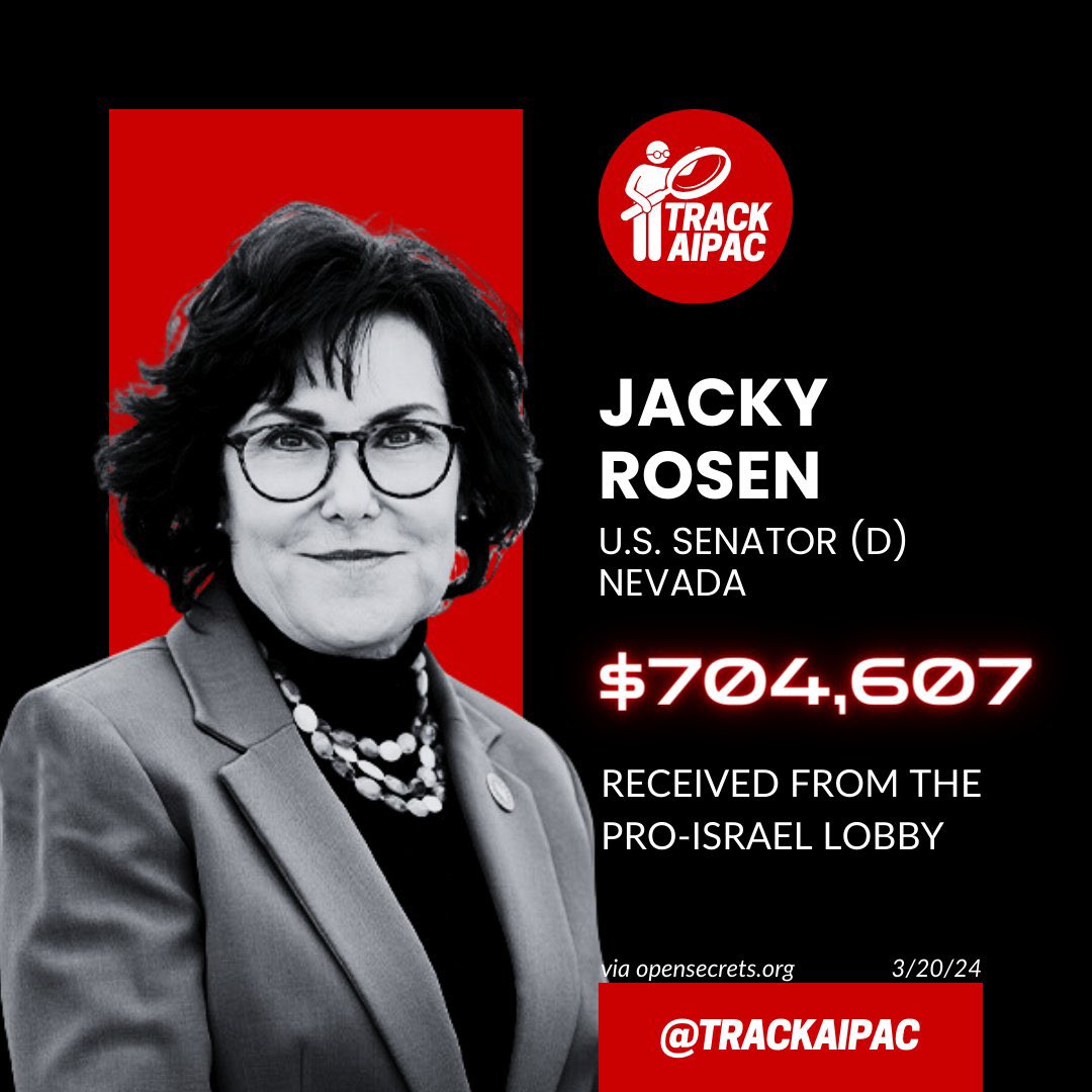 We don’t hate Jews, we hate Israel! We hate their genocide and them buying our politicians to send them money while our people are homeless and can’t even afford food! @SenJackyRosen has got to go! #VoteAIPACout #RejectAIPAC