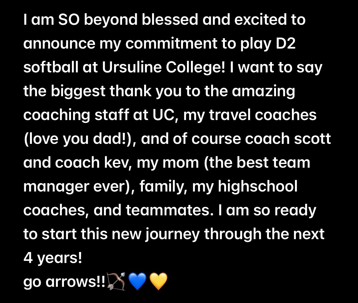 #GoArrows #Committed 🩵💛🏹

@Turnin2Lark @WLNsoftball @dlargent17 @TrahanAbby @UCArrowSoftball