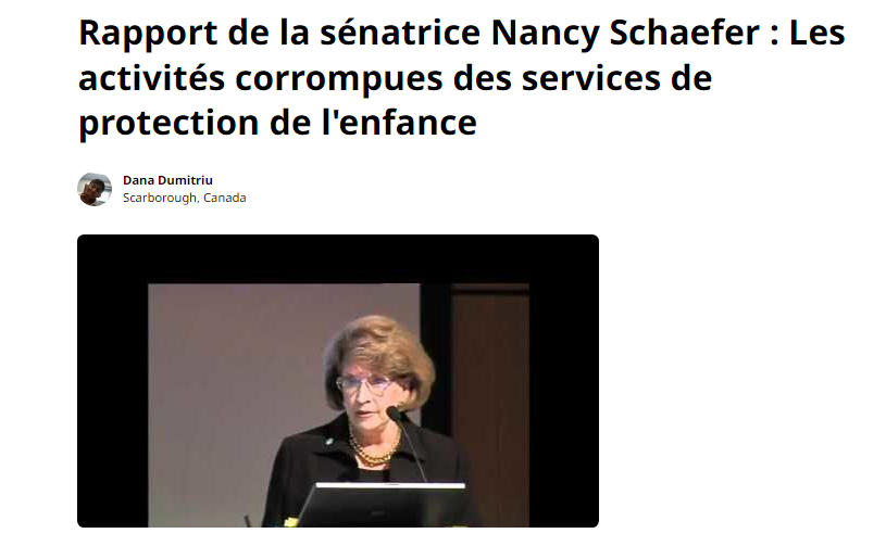 Nous vous partageons un article publié sur notre regretté site sur cette femme de combat : NANCY SCHAEFER qui avait dénoncée les placements abusifs du C.P.S. C’est rare pour le souligner, mais il existe parmi les hommes et femmes politiques à la belle âme. Nancy Schaefer en est