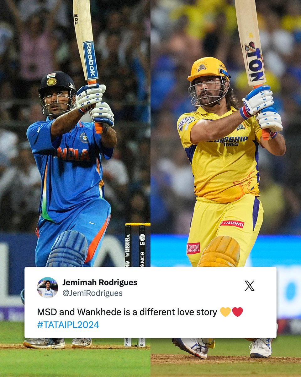 cricinfo's tweet photo. Dhoni at the Wankhede just hits different ❤️ https://t.co/32b14QzB9F