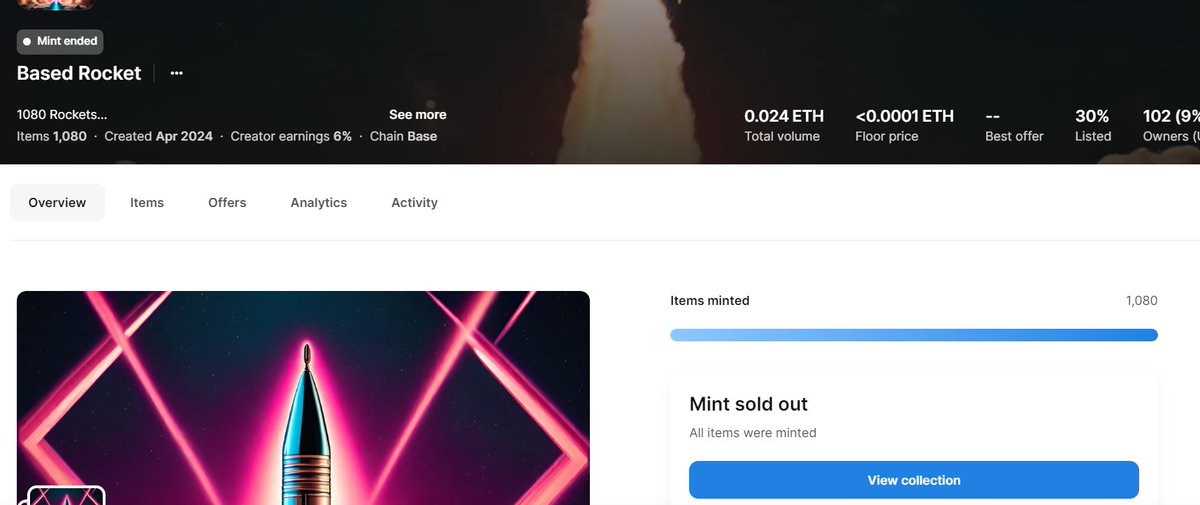 We are officially SOLD OUT !

Time to get on our rockets and seek the stars !🚀🔥

opensea.io/collection/bas…

<a href="/base/">Base</a> #base #NFT #NFTs #mintnft #SOLDOUT #Crypto