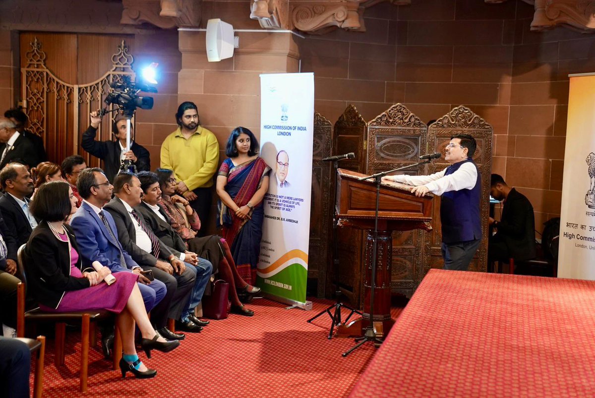 Dr. Ambedkar's 134th birth anniversary was marked @HCI_london, with strong participation by Indian community in the UK. Babasaheb’s legacy of social justice and equality was honoured. #AmbedkarJayanti @sujitjoyghosh @MEAIndia @MSJEGOI