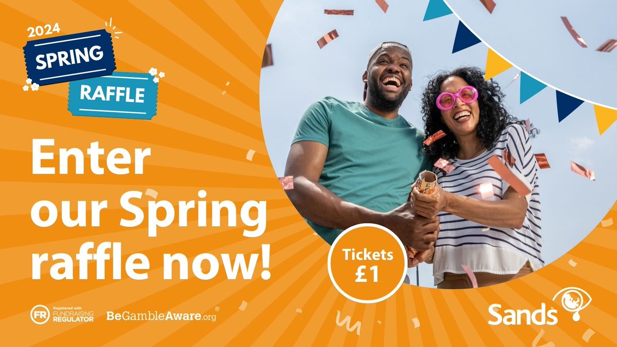 Spring into action and play the Sands Spring Raffle! 🎟️ Every ticket you buy will help to save babies' lives and improve care and support for anyone affected by pregnancy or baby loss 💙🧡 Play today ➡️ sands.org.uk/raffle #BabyLoss #PregnancyLoss