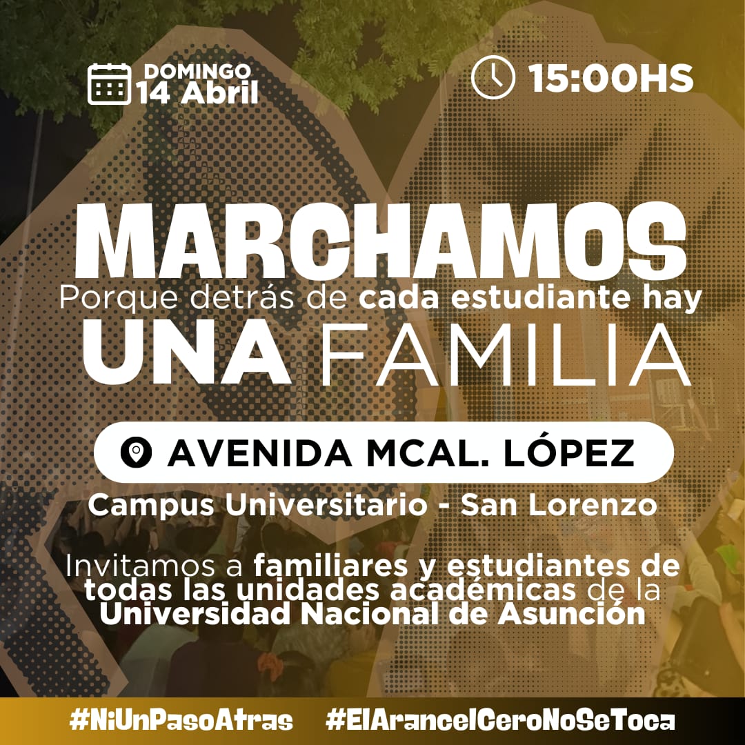 estfacenuna's tweet photo. MOVILIZACIÓN NACIONAL!!

Invitamos a estudiantes de todas las Universidades Públicas del Paraguay y a la ciudadania en general a unificar nuestras voces.

#facen #una #estudiantes #niunpasoatras #facenparo #arancelcerofacen #arancelcero #py https://t.co/aAuiqrQkfa