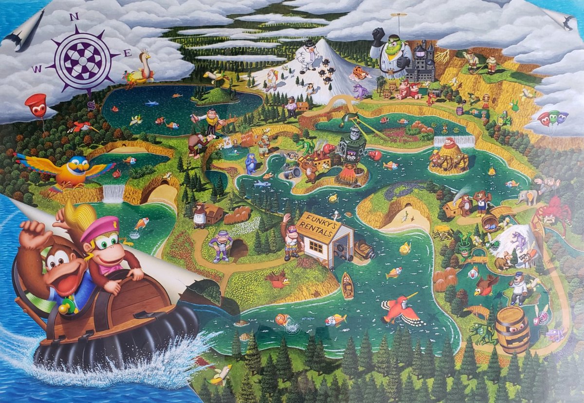 Apparently there have been a couple of Donkey Kong Country jigsaw puzzles in the 90s. These look cool and very colorful. Lots of details taken from the overworld map, too. Have YOU seen these before? #DonkeyKong #donkeykongcountry #SNES #supernintendo