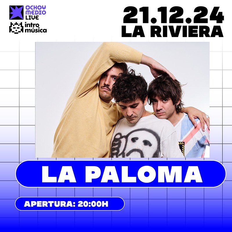 El 21 de diciembre @lapalomavive cierran su gira en @LaRivieraSala de Madrid @ochoymedioclub @intromusica_pro info: conciertospormadrid.com/conciertos-des…