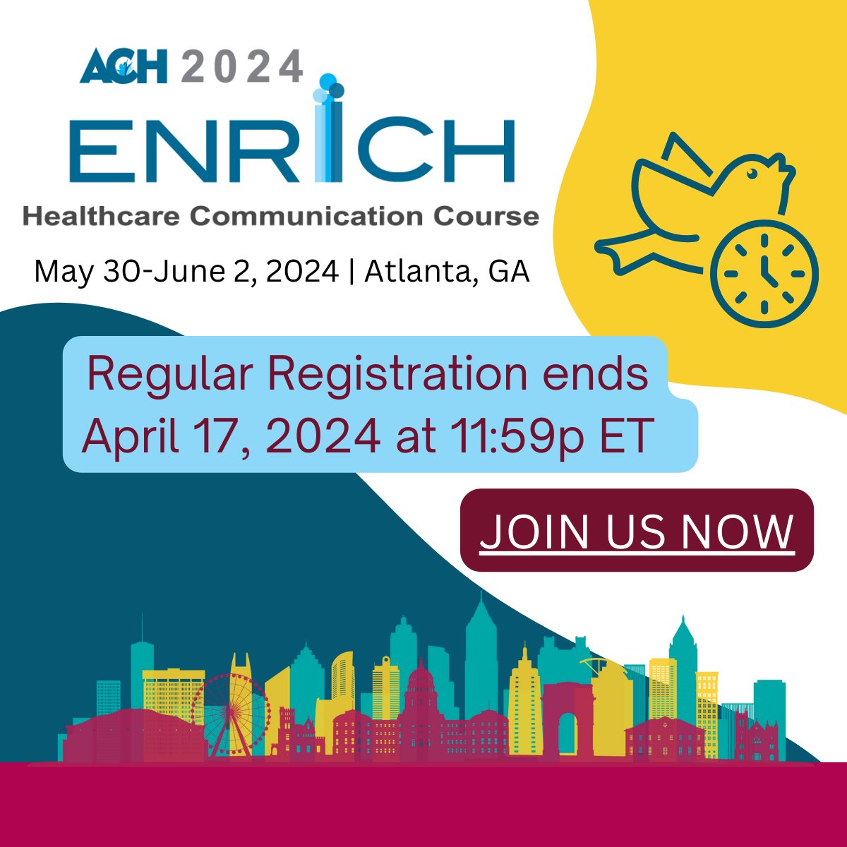 ACHonline's tweet image. Only a few days remaining to register at a lower price for #ENRICH2024! Prices increase April 18. ENRICH 2024 offers something for everyone committed to delivering compassionate and effective care. #rateincrease #register #healthcare #communication bit.ly/3OoR5Y8