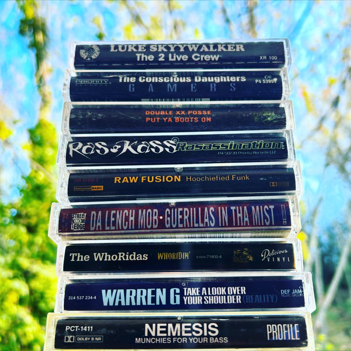hiphopgods's tweet photo. Sunday stack...

#lukeskyywalker #the2livecrew #ripfreshkidice #theconsciousdaughters #ripspecialone #doublexxposse #raskass #rawfusion #dalenchmob #ripshorty #thewhoridas #nemesis #classic #hiphop #cassettes #hiphopgods https://t.co/d33Wcqh7Cy
