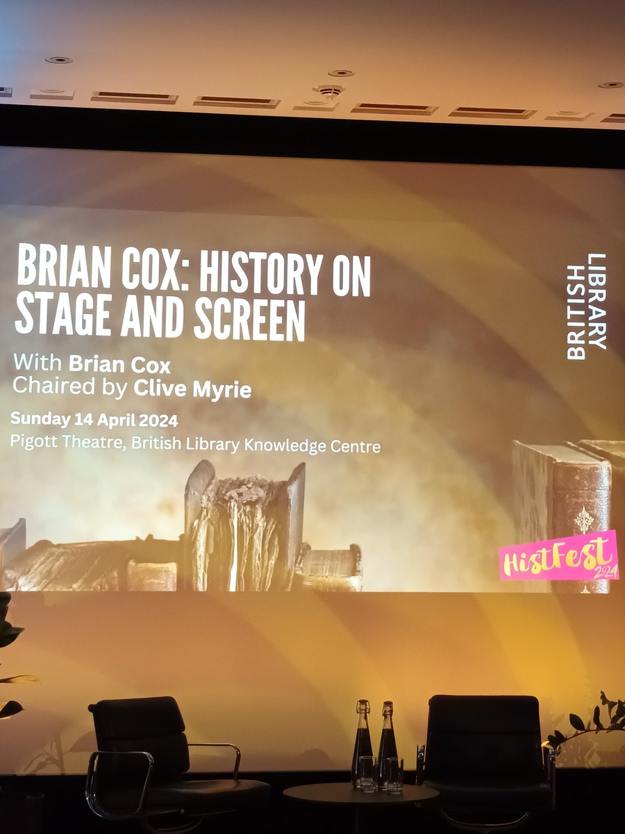 GLMasson's tweet photo. Closing out #histfest2024 day 2. An interesting insight into dramatic portrayals of historical characters with actor Brain Cox & @CliveMyrieBBC #histfest #twitterstorians #history @HistFestUK https://t.co/cFxoa2w5ln