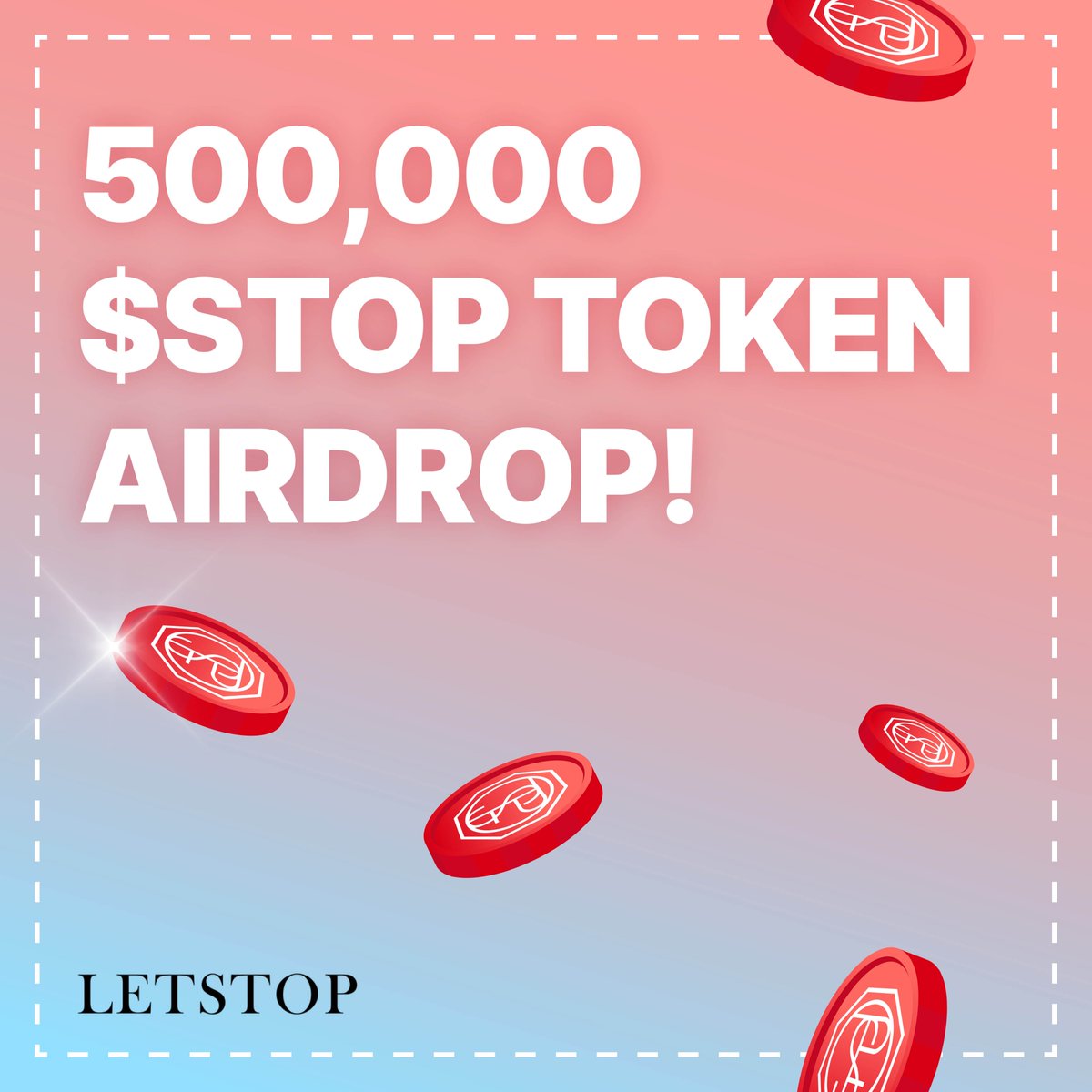 🎁Be part of our 500,000 $STOP Token Airdrop! 

Here’s why you should join:

💎Community Strength: By participating, you help spread the importance of safe driving habits, directly reducing road accidents.

🏆Earn Rewards: Engage in the community and get a chance to win a part of