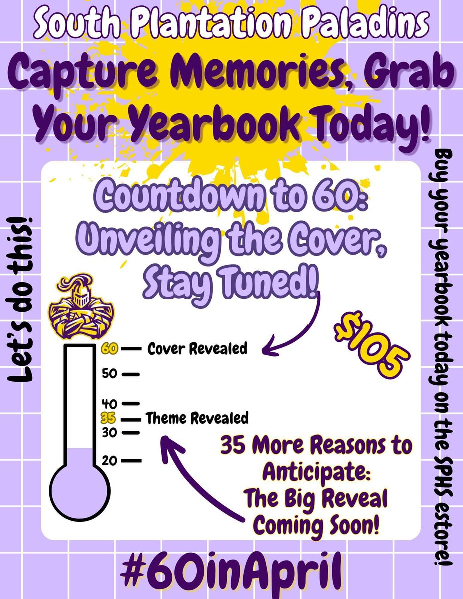 Yearbook_sphs_'s tweet photo. We are making progress towards our #60inApril goal for the 2024 Prospectus yearbooks sold!!  They are still on sale for $105 on the e-store.  Buy yours today!!! @sphsactivities https://t.co/uUERd2MdPO