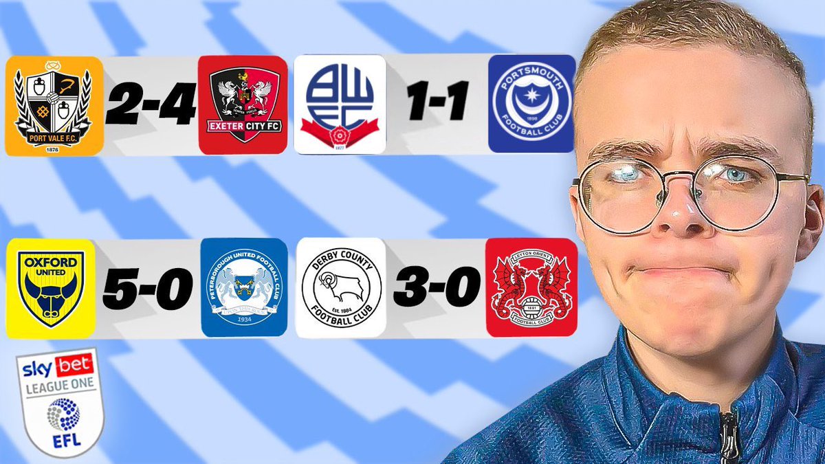 TONIGHT! Derby are 2 wins away from PROMOTION! 🤩 Bolton and Pompey DRAW and Pompey could be promoted by Tuesday! Oxford STUN Peterborough in 5 star performance! Are Barnsley safe within the play offs? 👀 Join us tonight for a 90 minute special! youtube.com/live/UoqH2axcI…