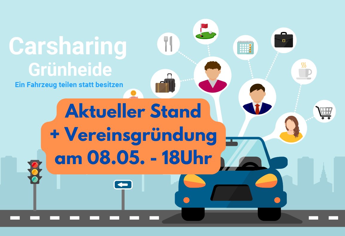 GrNeWe's tweet photo. CarSharing Grünheide - Aktueller Stand - Seit unserem letzten Beitrag hat sich einiges getan. Wir klären auf, wie es um das Projekt "CarSharing" in Grünheide steht. Es kommt Fahrt auf :). Mehr auf  https://t.co/eLhSs52wfC https://t.co/yT5KqSzUBl