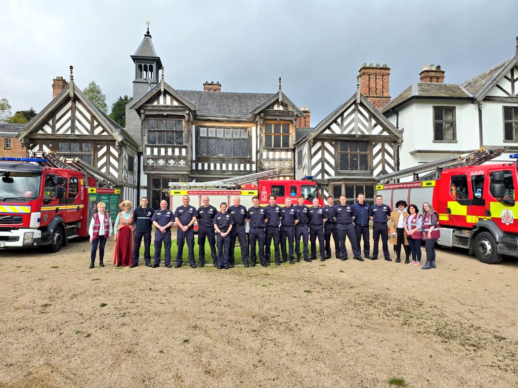 #BlueWatch from @manchesterfire  returned to #Wythenshawe Hall under less stressful conditions last week, for a guided tour and to see the restoration work.
