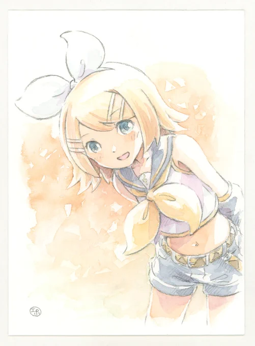 のぞきこんでくるリンちゃん描きましたー何をたくらんでいるのやら… 