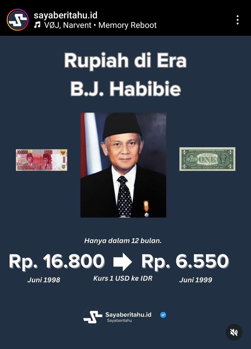 P3gEl's tweet photo. Pak Habibi, bukan hanya piawai dalam bidang teknologi, tapi juga piawai mengendalikan rupiah, rupiah yg waktu itu 16.800 sempat dibawa sampai 6.550 dng kebijakan yg dibuatnya. Al Fatihah buat beliau🤲 https://t.co/5WliUwrmzJ