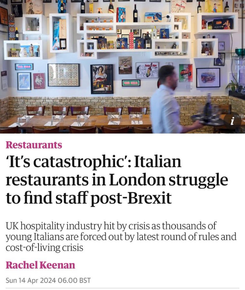 My dad came over from Sicily &amp; worked as a waiter at The Ritz…

He built a whole life/family here from those starting blocks

Last week,Brexit rules came in taking min visa salary threshold to £38k

Not only does this kill hospitality

It kills the dreams of people like my dad.