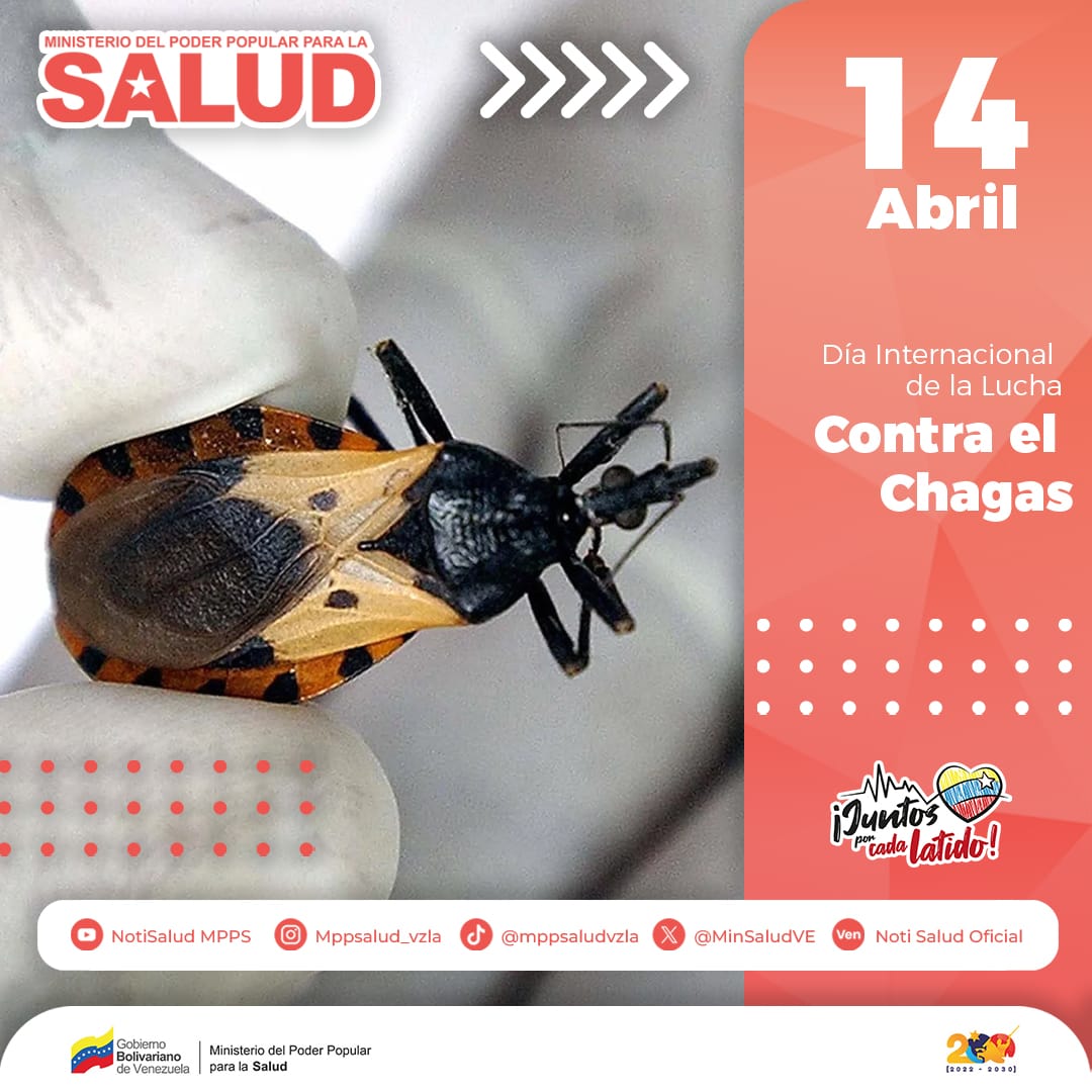 Hoy #14Abr es el Día Internacional de la Lucha contra el Chagas, una fecha busca sensibilizar sobre la enfermedad de Chagas, promoviendo el acceso a diagnósticos y tratamientos, también se busca la visibilidad y la respuesta global ante este problema de salud #JuntosPorCadaLatido