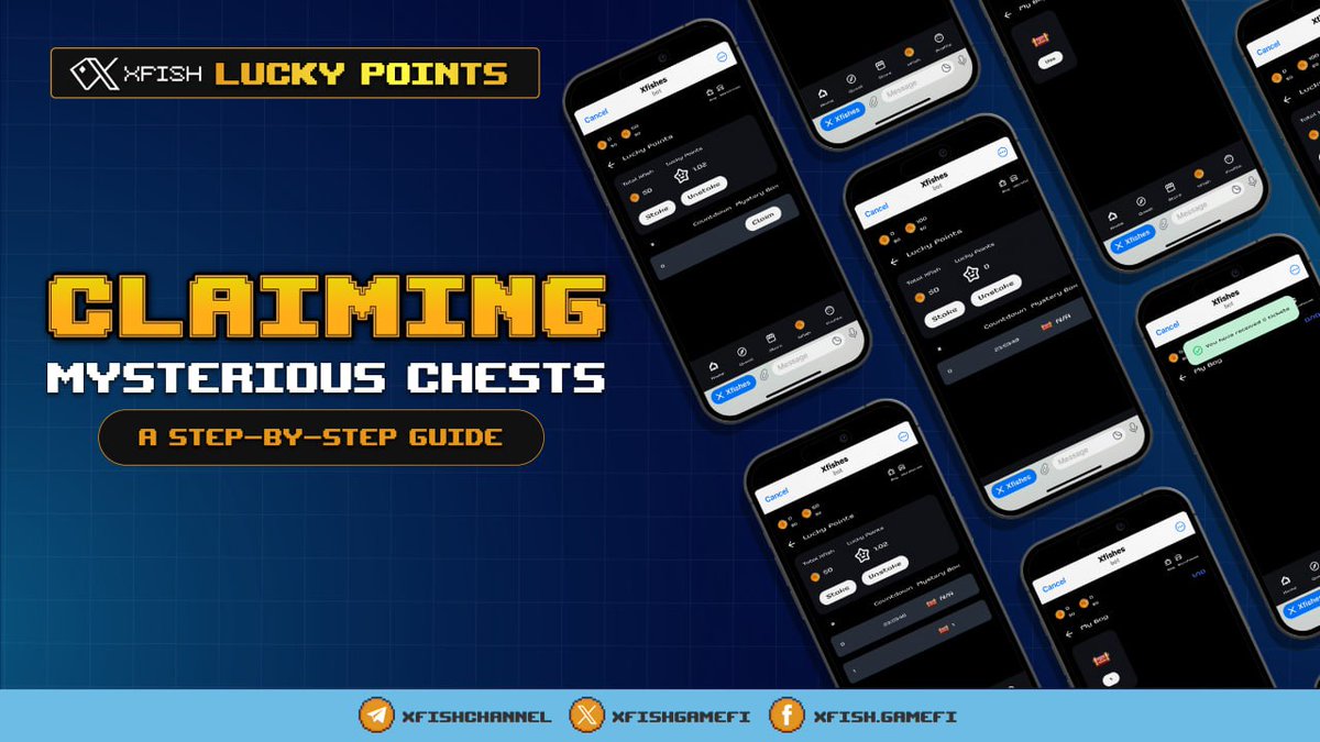 XfishGameFi's tweet photo. CLAIMING MYSTERIOUS CHESTS 
A STEP-BY-STEP GUIDE

✔️ Unlock Mysterious Chests & discover treasures inside!

🔥 Here's how to claim rewards!

Right after you successfully stake Xfish tokens, your 24h countdown will be activated.

1️⃣ Wait until 24h countdown finishes
2️⃣ Select "Claim" after finishing 24h countdown
3️⃣ Select "Bag"
4️⃣ Select Chests to open
5️⃣ Select "Use"
6️⃣ Receive rewards

🔥 Join Xfish staking & claim rewards now!

👉 Buy Xfish (Arbitrum)
https://t.co/0Dk1nuM0HY 

👉 Xfish Contract
0x86d80fbb0701dd500767b7bc3af72d002eb5de7

Telegram Quest 
https://t.co/1ctjniVYJ0
Lucky Points 
https://t.co/LGg9ghhG88

#XFish #Quest #LuckyPoints #GameFi #SocialFi #XGame
