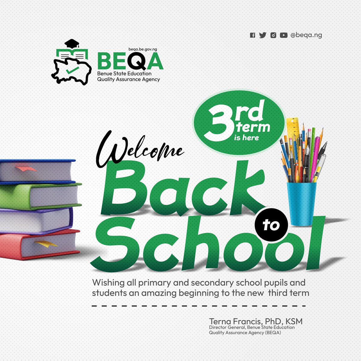 beqang's tweet photo. Welcome back to 3rd Term, 2023/2024 academic year. 

BEQA wishes you a successful term ahead. https://t.co/Yq4CKPuuLl
