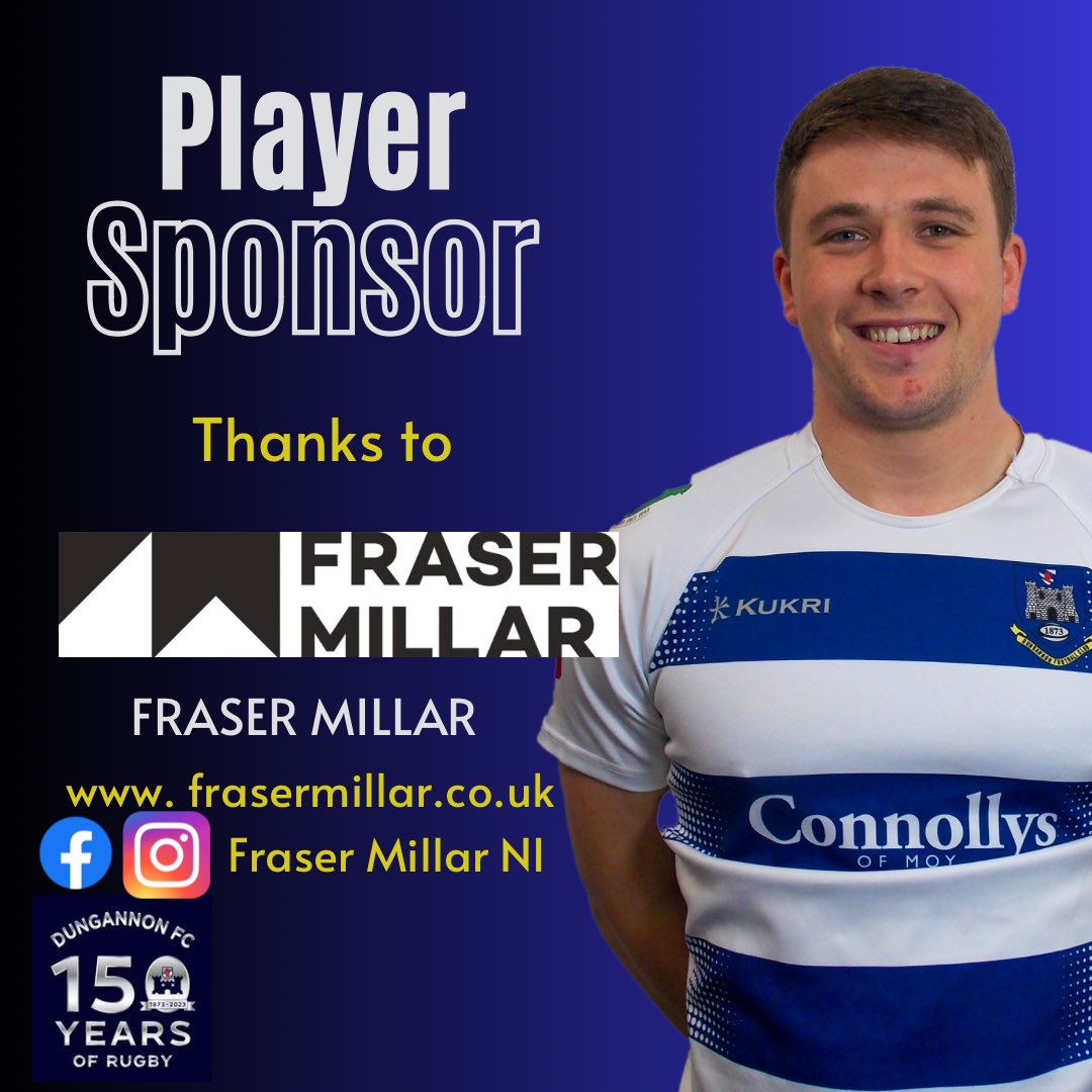 🔵 PLAYER SPONSOR ⚪️ DRFC would like to thanks to Fraser Millar NI for their sponsorship of 1st XV player Ben McCaughey If you would like to find out more please check out their Facebook page, Instagram page or website