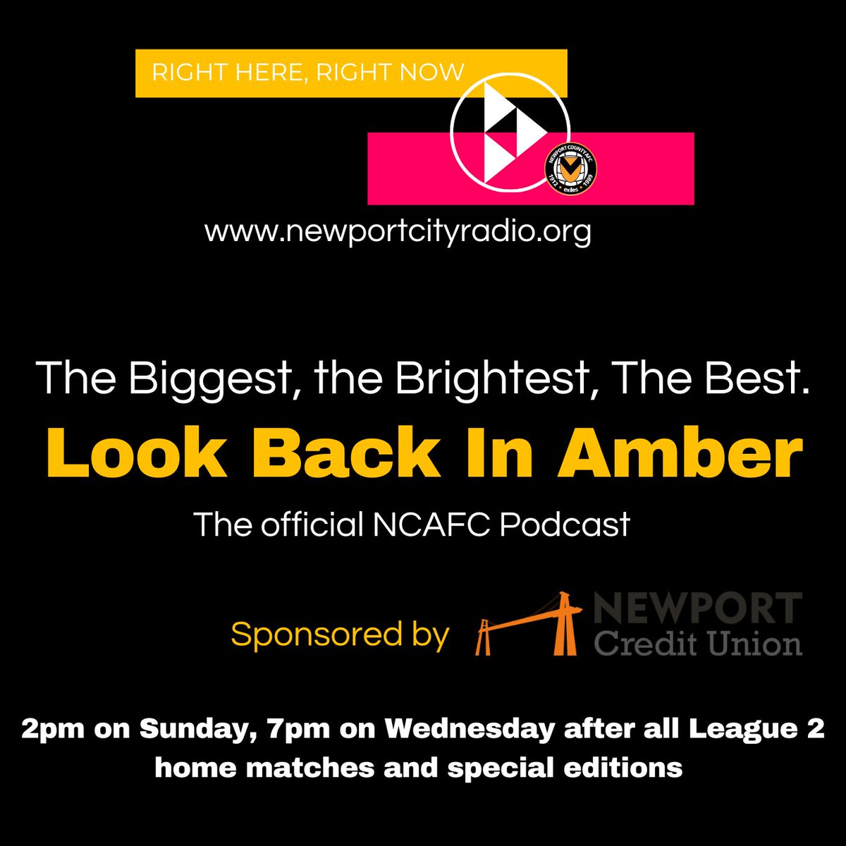 npcityradio's tweet photo. Join Lamsie, Stephen and Luke LIVE at 2pm as we #LookBackInAmber at the Tranmere Rovers match.
On Speaker 🔊 On Smartphone 📱 On Website 🖥
https://t.co/bJosO6G3BN
🟡Commentary Highlights
⚫️Match Analysis
🟠Talking Points
⚫️Look At Upcoming Fixtures https://t.co/2JeuUXd6v7