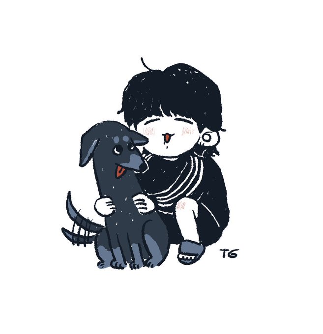 「dog holding animal」 illustration images(Latest)