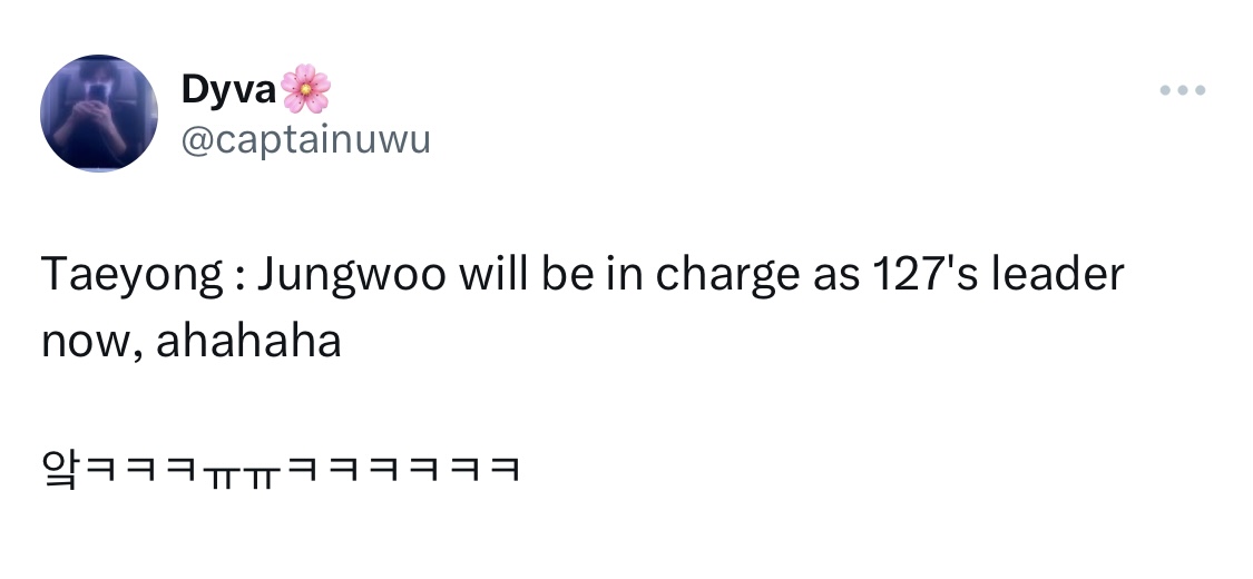 nct127fess's tweet photo. -jungwoo bakal jadi leader magang kah😭🤣 https://t.co/Y6h4X0Lko5