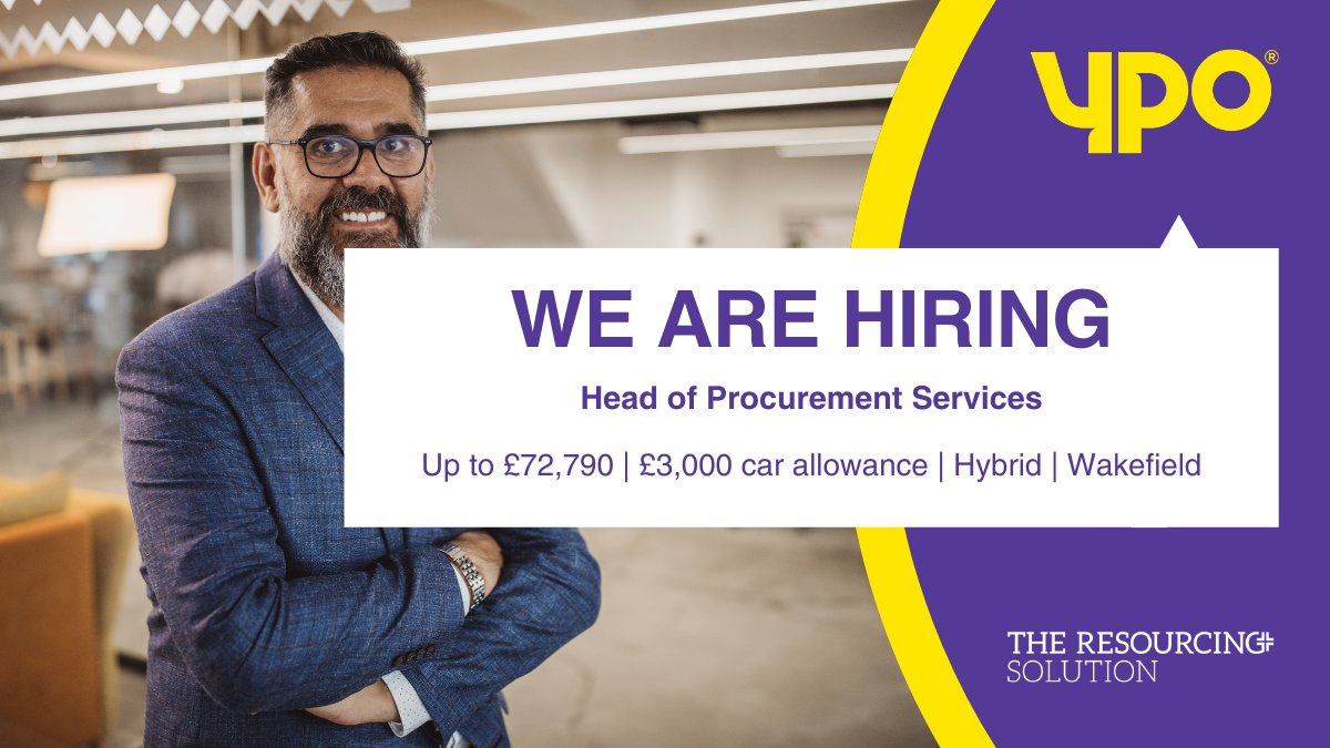 🔊Do you have senior experience within Public Sector Procurement?
@ypoinfo is looking for a leader with a strong background in #procurement to drive the strategic direction of #YPO's Procurement Services.

🔗Visit rebrand.ly/eewf7ui
⏰Closing date: Midnight, 15 April, 2024