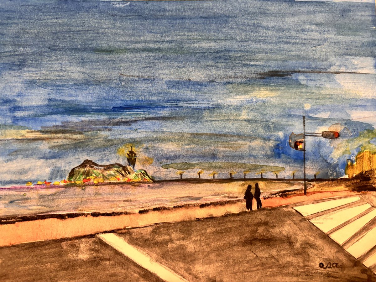 ふたりの景色
B5のケント紙に、水彩絵の具と色鉛筆
¥3,000

腰越海岸の方から見た江ノ島を描きました。まだ空が青藍色の、初夏の夕方に。たっぷり水を含ませた水彩絵の具と、かっきりした色鉛筆の線を組み合わせて、手触りのある風景画にしてみました。
#イラスト #江ノ島