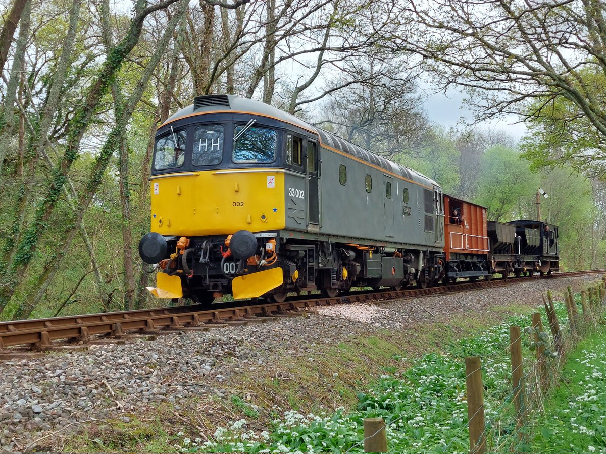 Really looking forward to booking myself on a couple of these later in the year - brake van rides on freights on selected Sundays (mix of steam and diesel) at <a href="/southdevonrly/">South Devon Railway</a> all year.

This is 33002 Sea King near Staverton with one of today's.