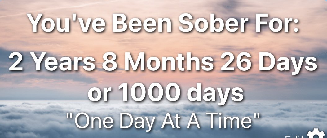 I’m 1️⃣0️⃣0️⃣0️⃣ days sober today 🙏

We Do Recover 💪

#RecoveryPosse #odaat #AA