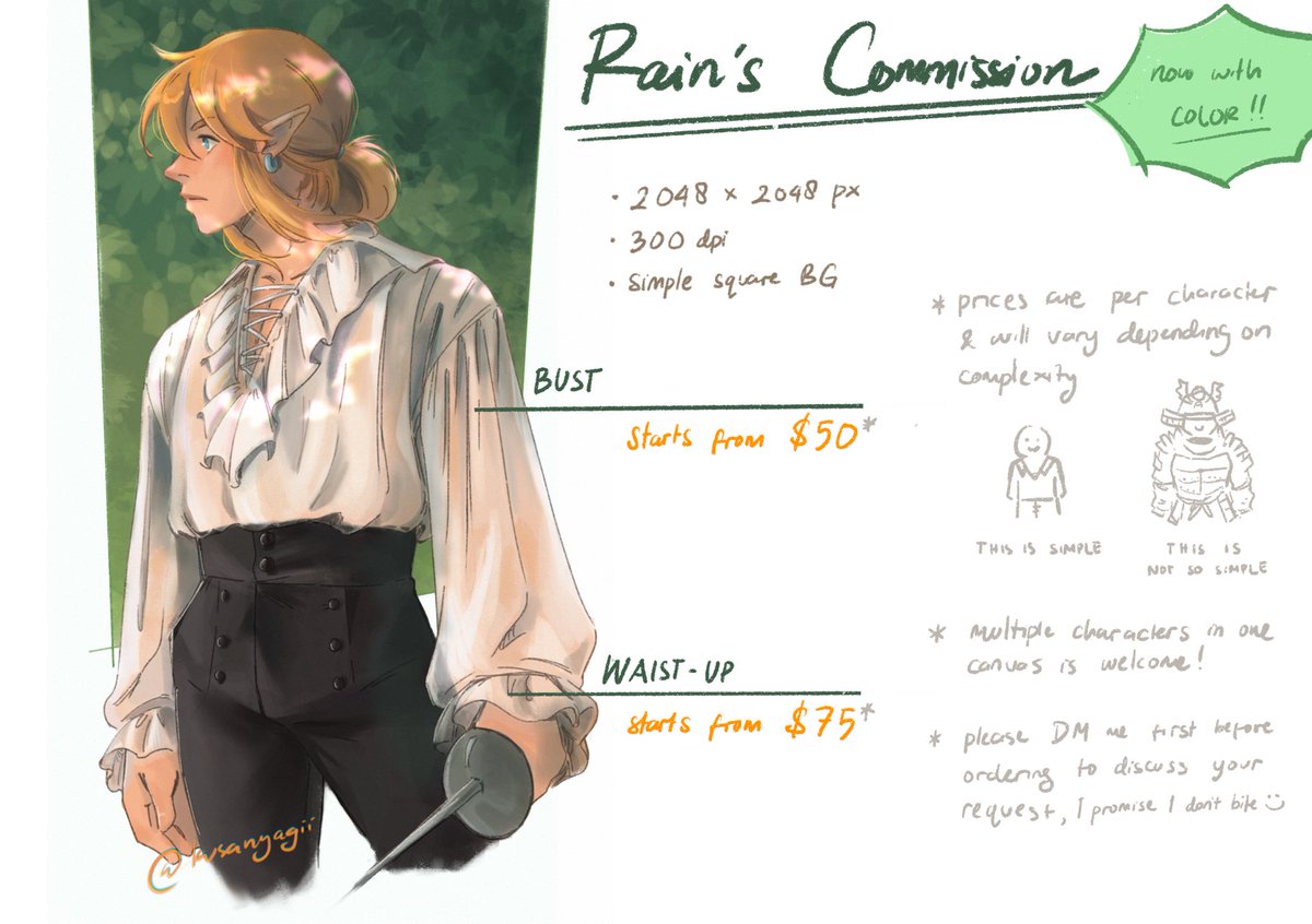 ✨COMMISION OPEN✨

hello!! mid-april batch is open and limited slots are available 🎉 🎉 this is not first come first served so please do not hesitate to DM me first if you have any specific request to discuss 😊😊

details and order from my kofi page: ko-fi.com/kusanyagii/com…