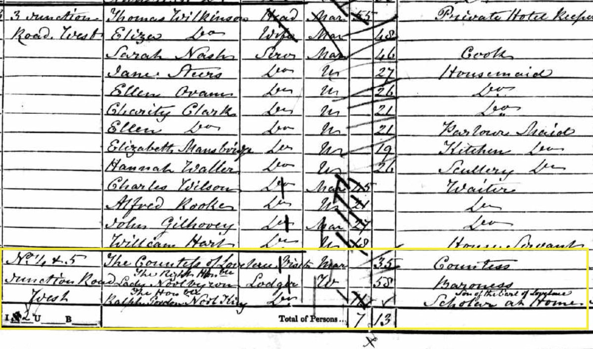 Ada Lovelace and her mother Lady Byron popping up in the census of 1851, staying in Brighton 👀 Job titles: 'Countess' and 'Baroness' 💅