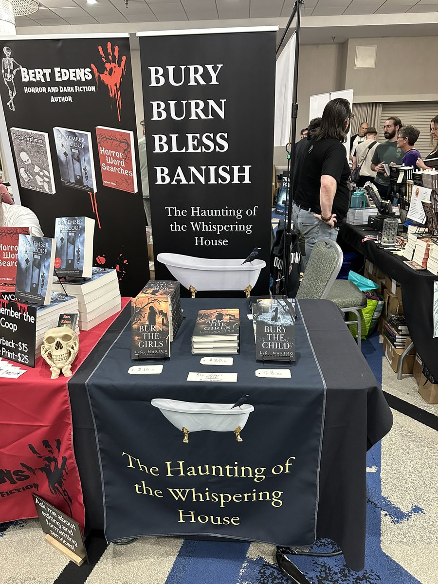 Come by the booth today at AuthorCon so we can meet and talk haunted things! The room opens at 10 am. Bring good spirits! #scaresthatcare #authorcon #burnthegirls #burythechild