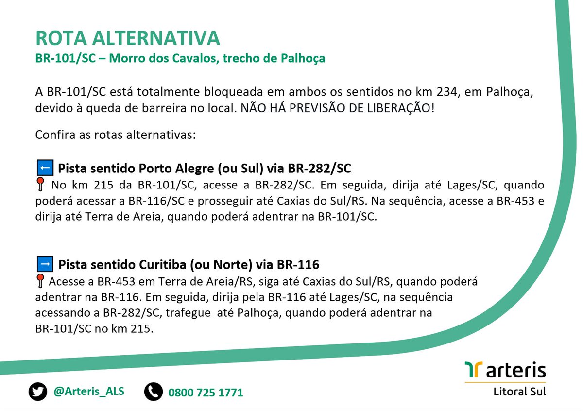 KarinNacif's tweet photo. @MacariniDelcio @prf191sc A @Arteris_ALS tem atualizações mais frequentes. Postaram há pouco essa daqui: 
https://t.co/nG446BLx0q https://t.co/ykD064w5wF
