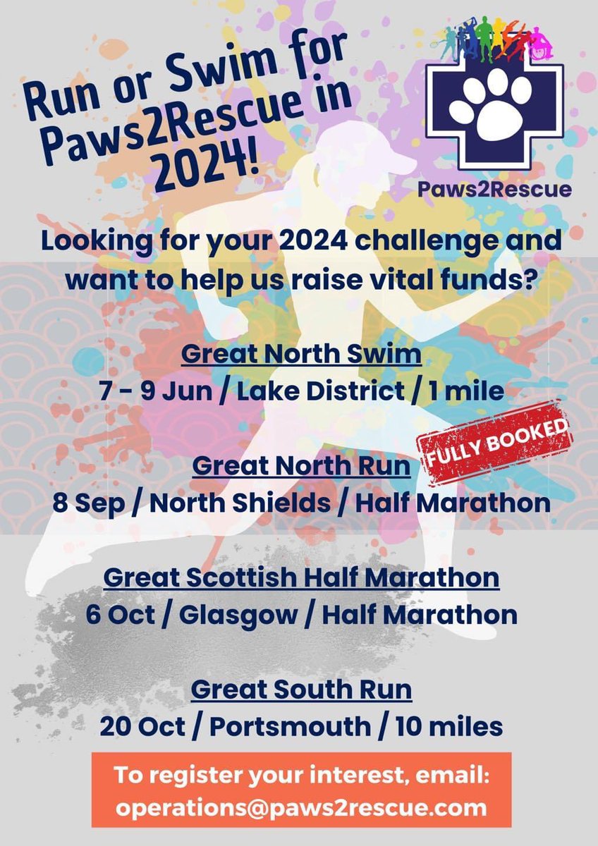 Fancy a swim or run for Team Paws? Feel free to chat to us at: operations@paws2rescue.com