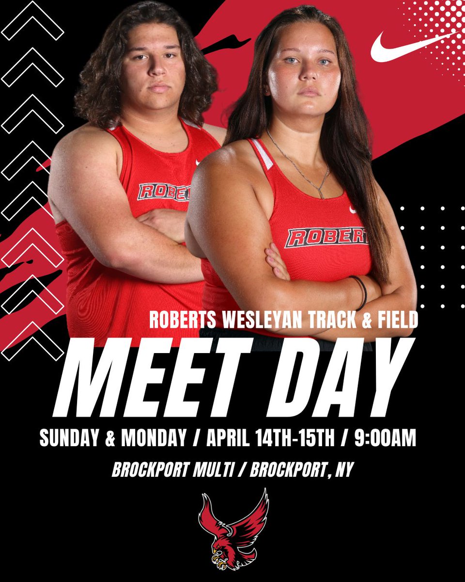 It's time for the multi-madness to begin this outdoor season! The Redhawks are off to Brockport to take on the Brockport multi!

#GoRedhawks #RedhawksRally #TrackandField #LifeatRoberts
