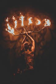 Not my photo, but last night’s Heilung show included flaming antlers, which I had never seen before