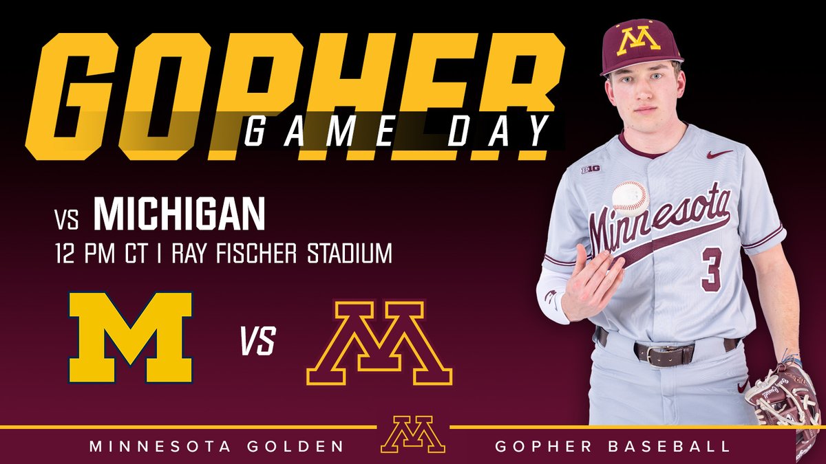 A chance to take the series today! ⏰ 12 p.m. CT | 1 p.m. ET 🏟 Ray Fischer Stadium 📍 Ann Arbor, Mich. 📊 GopherSports.com 💻 Big Ten+