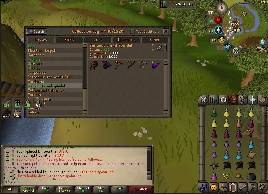 Slax_OSRS's tweet image. Spindel Pet + Green log ✅