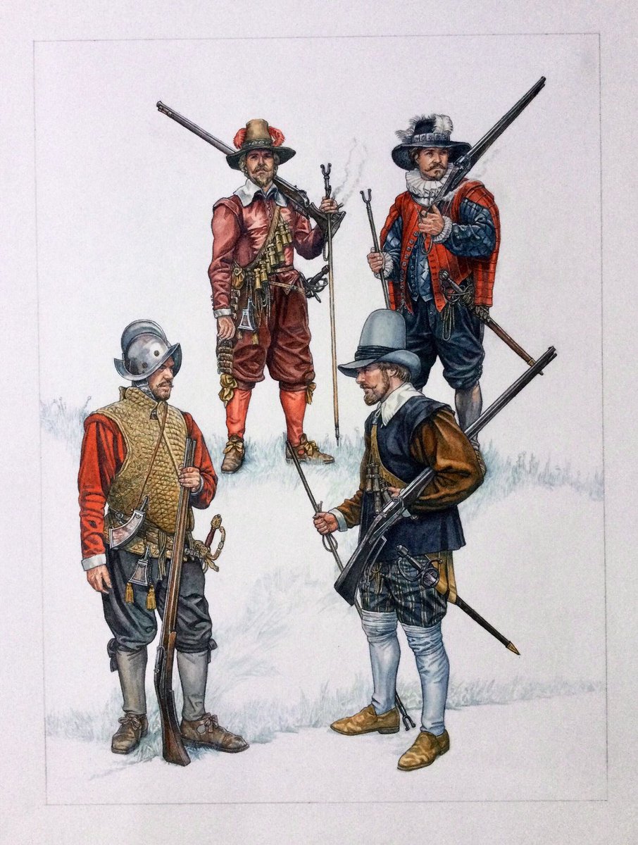 stephenwalshart's tweet photo. Back in my Etsy shop the original artwork for Plate A ‘Elizabethan infantry,1588-1603’ from Osprey’s’ Matchlock Musketeer’.#watercolour #musketeer #elizabethan #militaryart #militaryhistory #matchlock https://t.co/6TV3jgojse https://t.co/n7jxMMWZCA