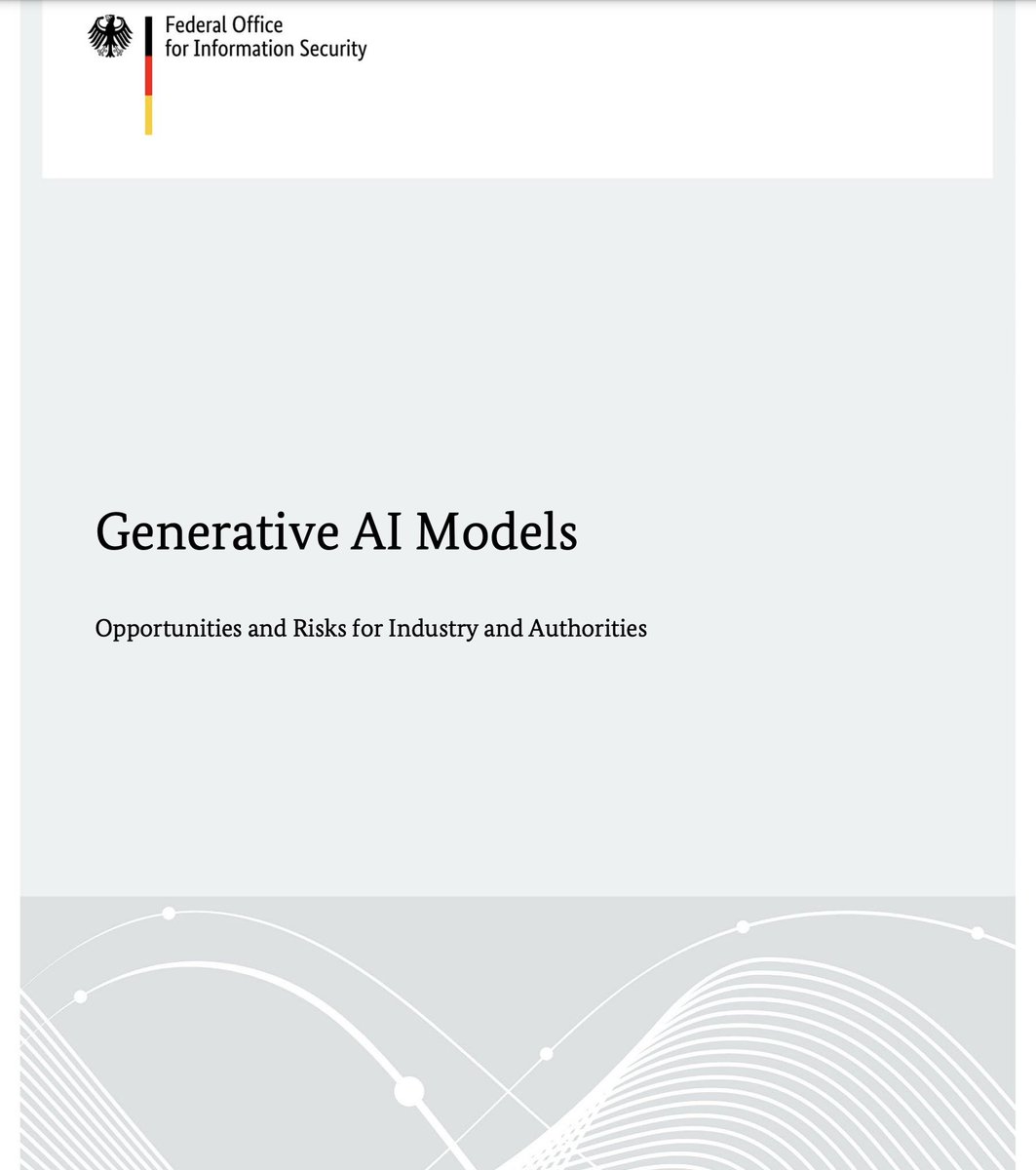 🚨 AI Policy Alert: The German Federal Office for Information Security publishes the report 'Generative AI Models - Opportunities and Risks for Industry and Authorities.' Quotes & comments: 'LLMs are trained based on huge text corpora. The origin of these texts and their quality