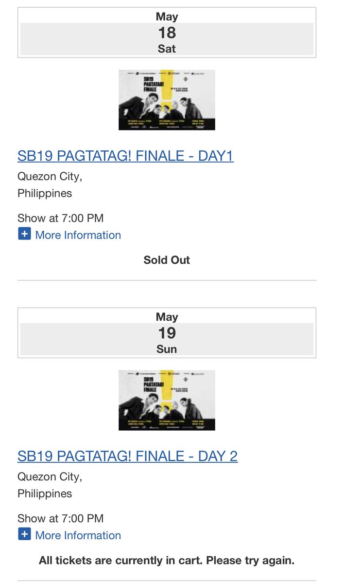 yna_deinla's tweet photo. Pabili pong #SB19 #PAGTATAGFINALE  Concert ticket!!! Day 1 Sold out, Day 2 puro in cart https://t.co/L3JsC4S4S4