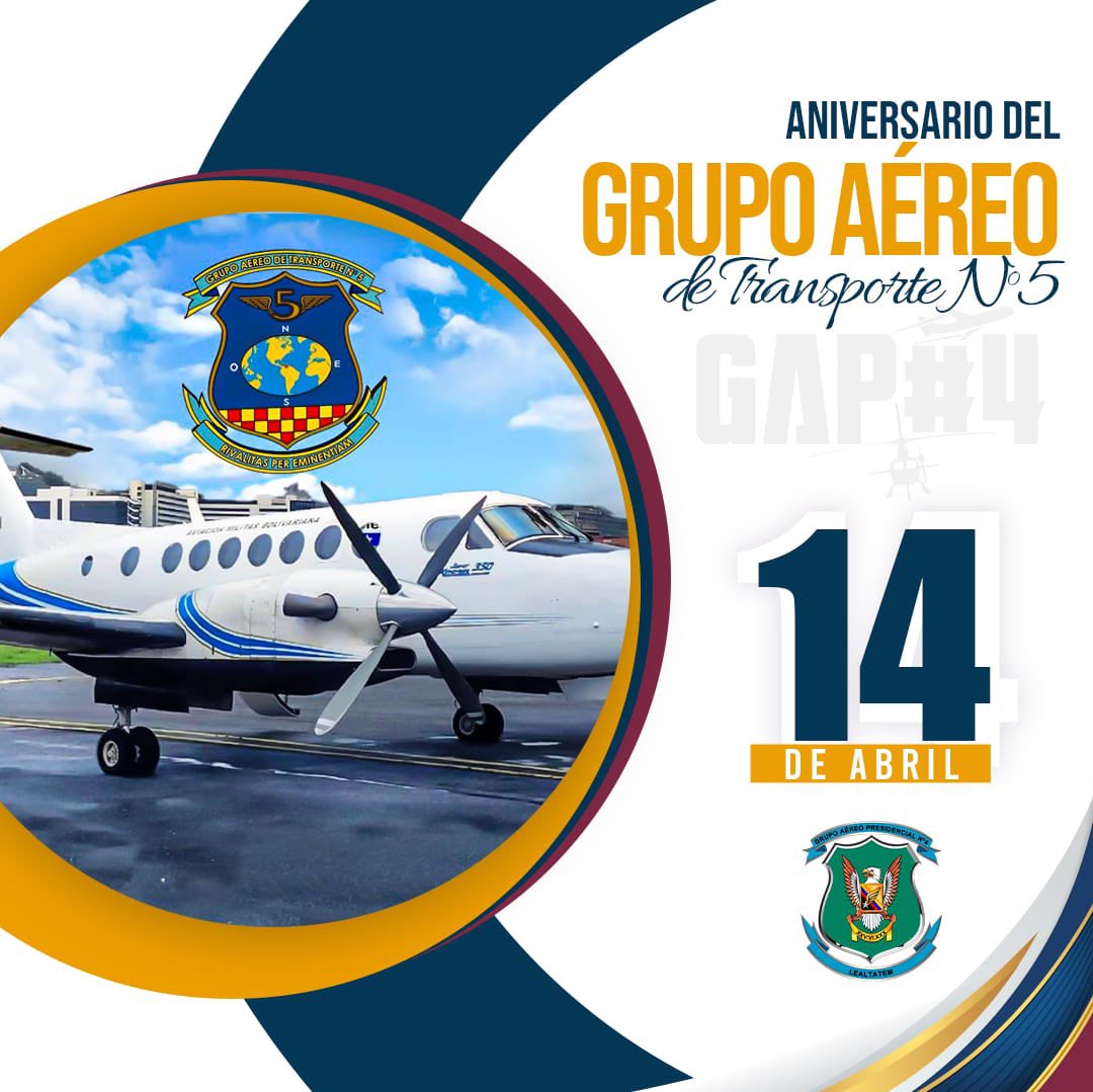 Gapn_4's tweet photo. #Hoy el #GAP4 celebra el 49 aniversario del Grupo Aéreo de Transporte N°5, hombres y mujeres que con gran responsabilidad y compromiso se mantienen al servicio del pueblo venezolano y de nuestra gloriosa #FANB.
¡En alas venceremos!
¡Felicidades @Gat5Amb! https://t.co/z8xtBwM4Ad