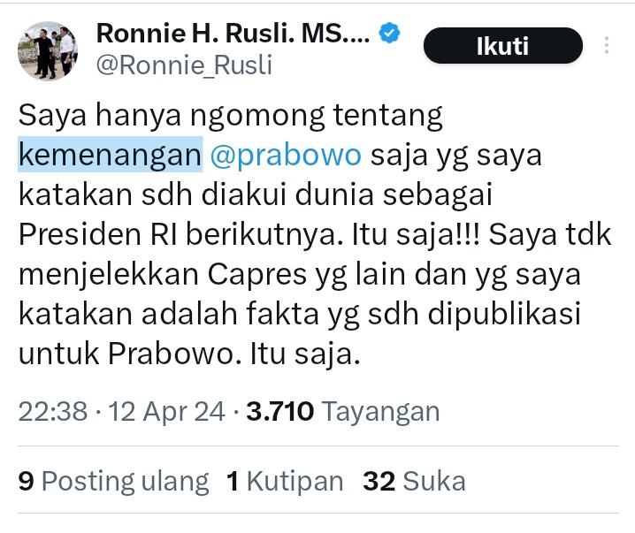 MekanikHappy's tweet photo. @Ronnie_Rusli @prabowo Saat prabowo di curangi lu datang ke MK dan skarang saat prabowo satu barisan sama orang yg mencuranginya skaliagus pelaku kecurangan juga lu bangga? Kan goblok.. https://t.co/LWUT34TePJ
